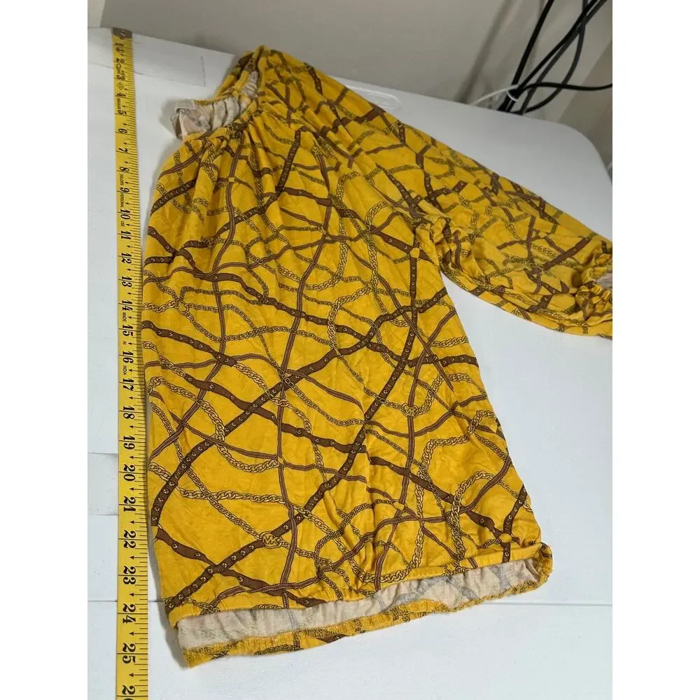 Michael Kors Top Women 2X Gold Chain Print Logo Equestrian Western Preppy Office